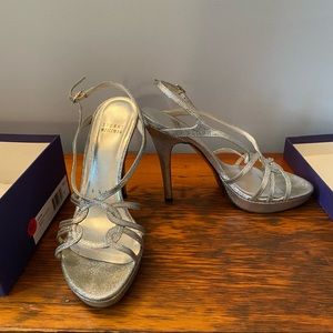 Stuart Weitzman, Silver Glitter Heels, 8.5